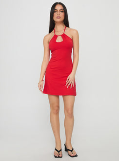 Miami Streets Cut Out Mini Dress Red