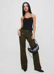 front view of model wearing Princess Polly Benicale Low Rise Cargo Pants Olive 