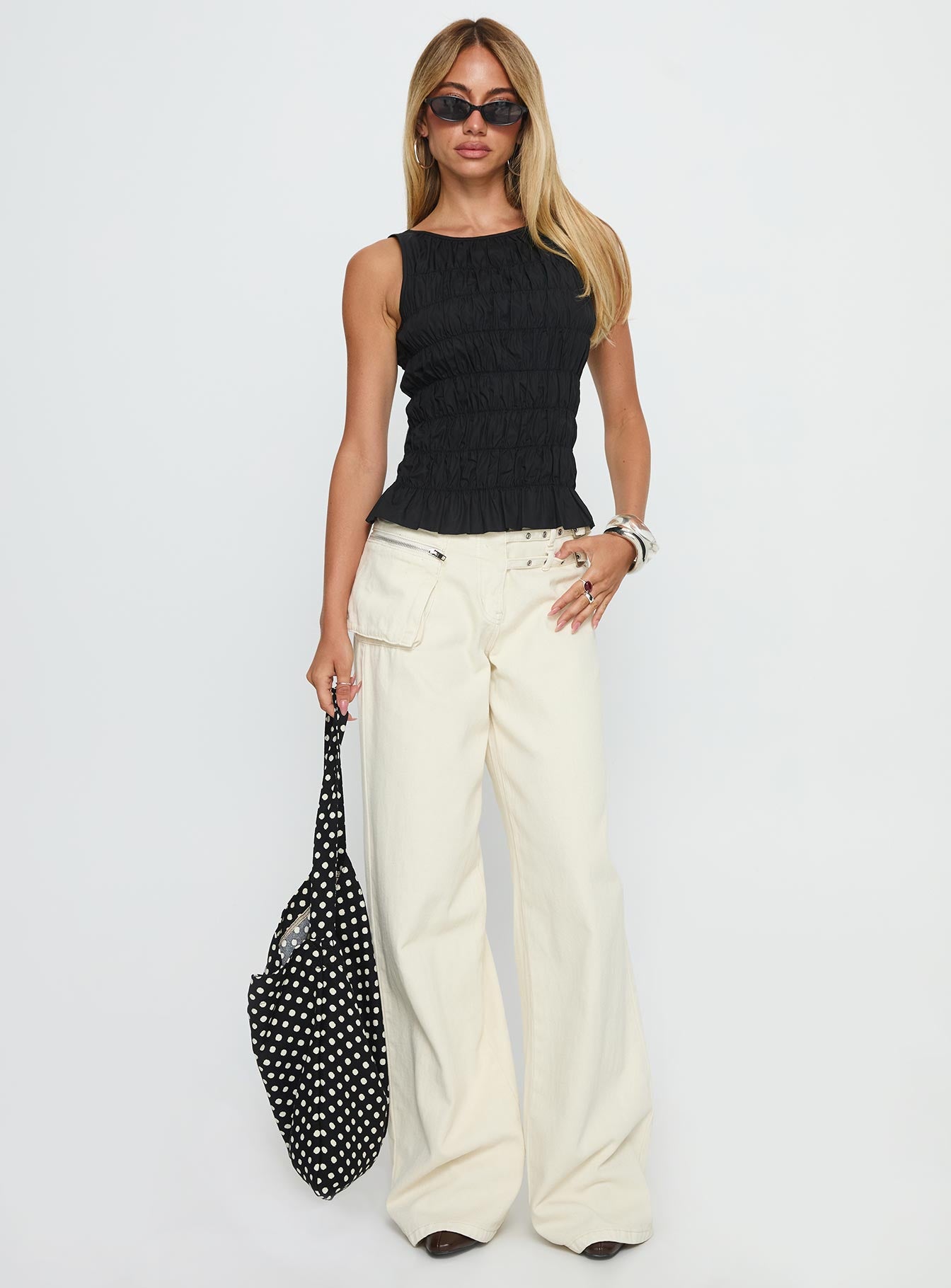 Marleene Shirred Top Black