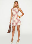 Alfalfa Shift Mini Dress Red Floral Check