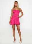 Karmic Shirred Mini Dress Magenta