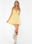 Princess Polly Square Neck  Empress Of Love Mini Dress Yellow