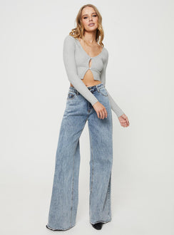 Lolida Cropped Cardigan Grey Marle Princess Polly  Cropped 