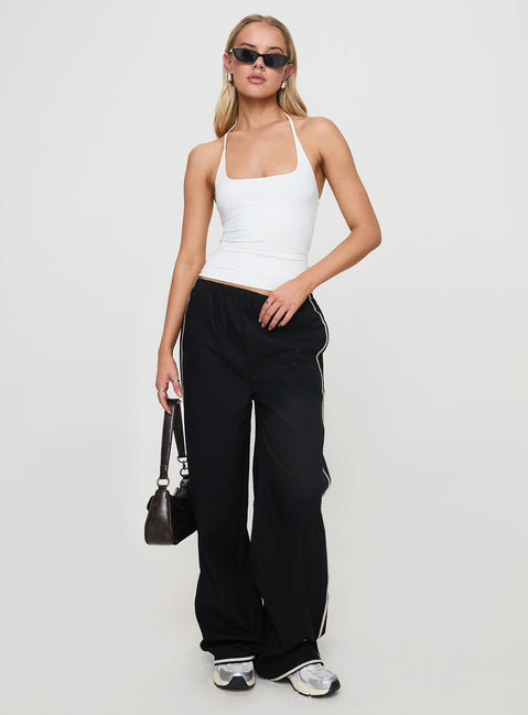 front view of model wearing Princess Polly Ezekiel Nylon Top White Sleeveless Square Neck 