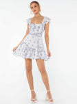 Princess Polly Square Neck  Dream Away Mini Dress Blue Multi