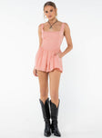 Silky romper Fixed shoulder straps, gathered waist, twin hip pockets, invisible zip fastening at back 