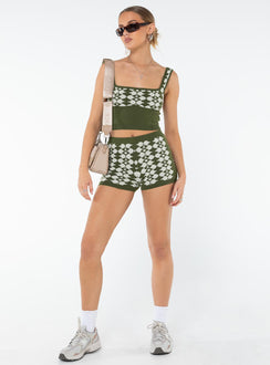 Elewa Geo Knit Shorts Sage / White Princess Polly mid-rise 