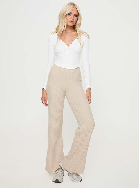product Princess Polly High Waisted Pants  Montana Knit Pants Cream