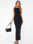 Princess Polly Boat Neck  Swansen High Neckline Maxi Dress Black