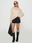 front view of model wearing Princess Polly Protea Knit Sweater Beige 