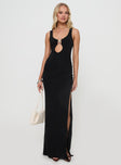 front view of model wearing Princess Polly Zaloma Cut Out Maxi Dress Black Plunger 