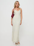 front view of model wearing Princess Polly Euphemia Maxi Dress Cream V-Neck 