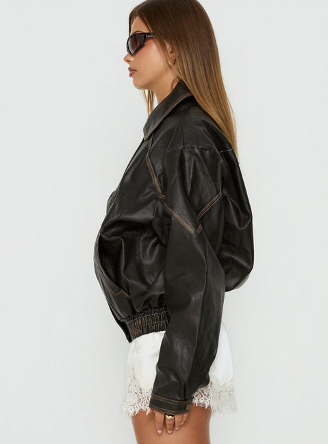 Jaxton Jacke aus Kunstleder, Braun
