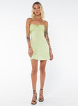 Princess Polly Sweetheart Neckline  Irena Strapless Mini Dress Green Tall