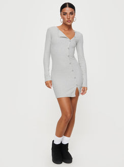 product Princess Polly V-Neck  Passoni Long Sleeve Mini Dress Grey