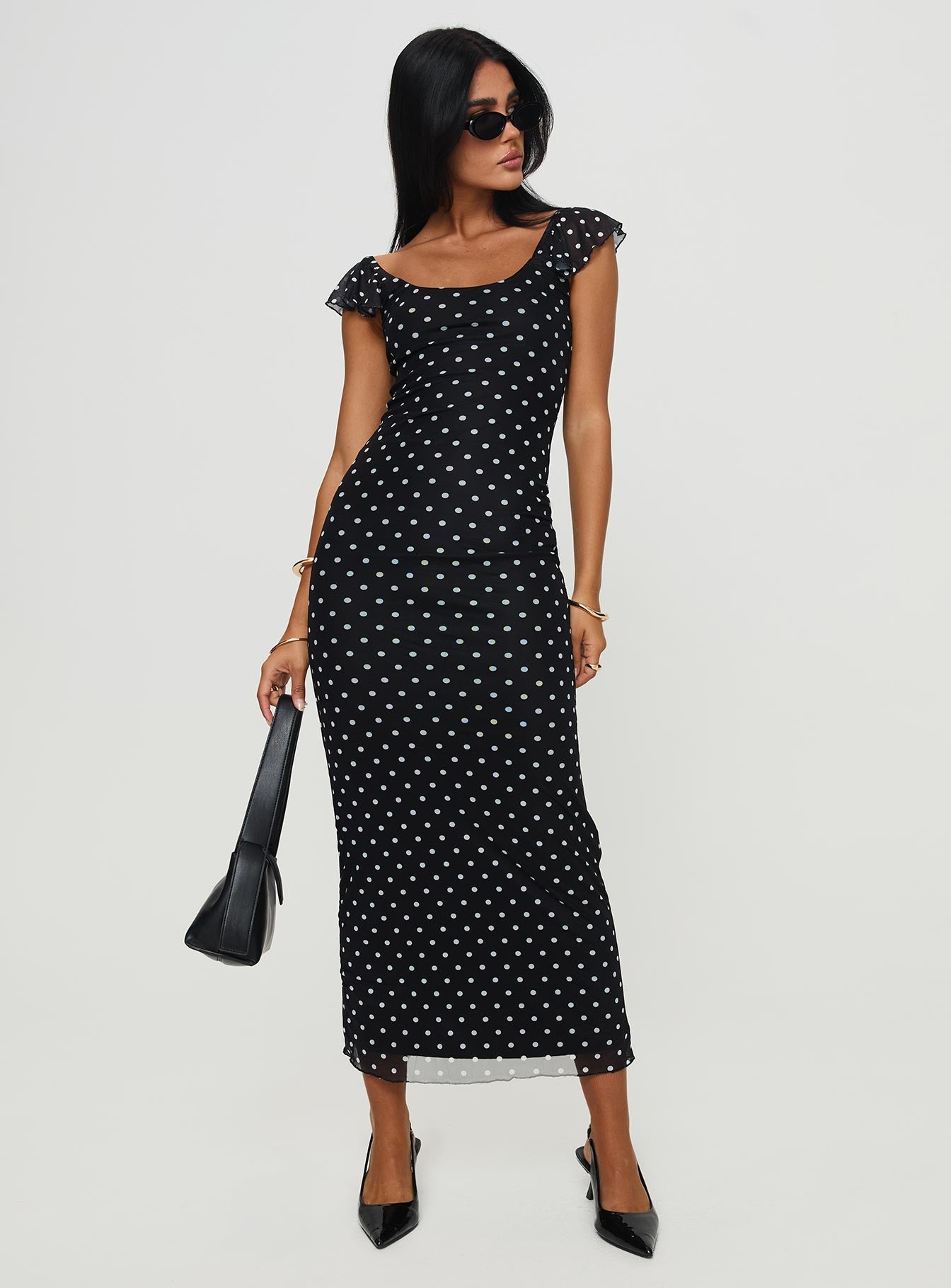 Sandberg Maxi Dress Black Polka Dot | Princess Polly UK
