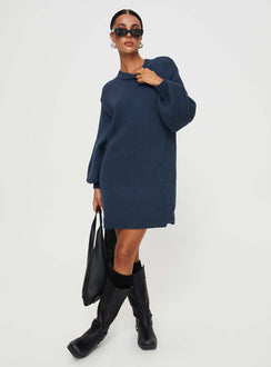 product Princess Polly High Neck High Neck High Neck  Harmony Knit Mini Dress Navy