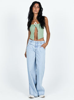 product Princess Polly Mid Rise  Hogan Straight Leg Jeans Light Wash Denim