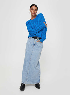 Stiles Cable Knit Sweater Blue Princess Polly  Cropped 