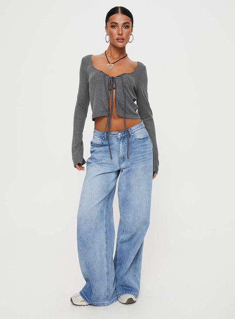 product Princess Polly Full Sleeves Scoop Neck  Barbaro Long Sleeve Top Slate Grey