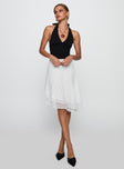 Evanescence Asymmetrical Midi Skirt White / Polka Dot