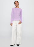 Tuppence Ribbed Long Sleeve Top Lilac