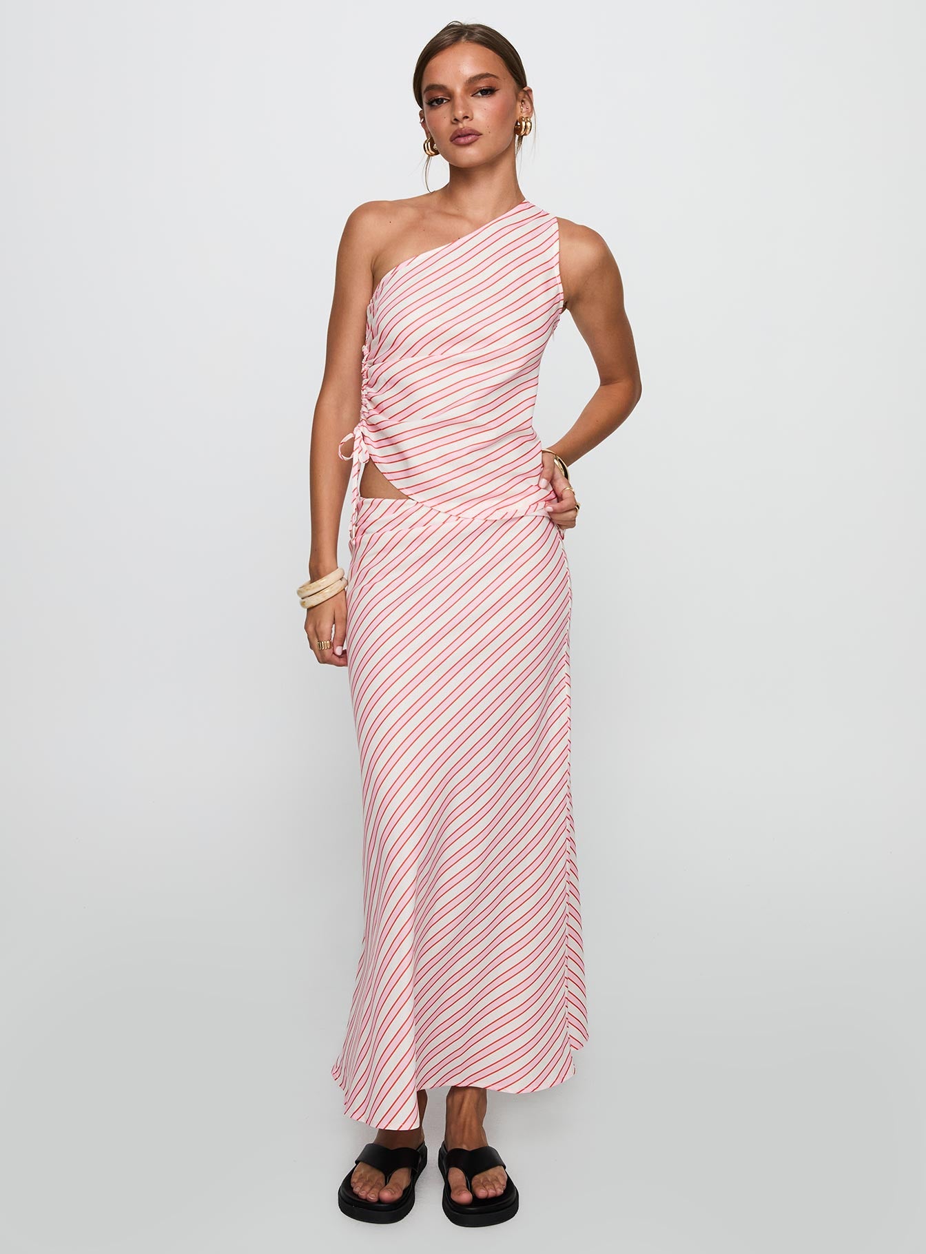Wanna Dance Asymmetrical Set Pink Stripe