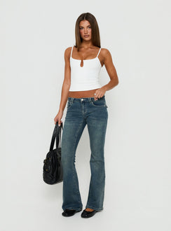 Daily Define Keyhole Cinched Vest Top White