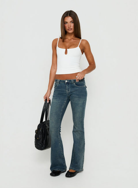 Daily Define Keyhole Cinched Vest Top White