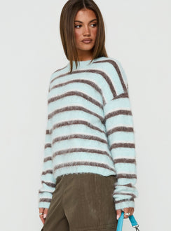Zionie Knit Jumper Aqua / Brown Stripe