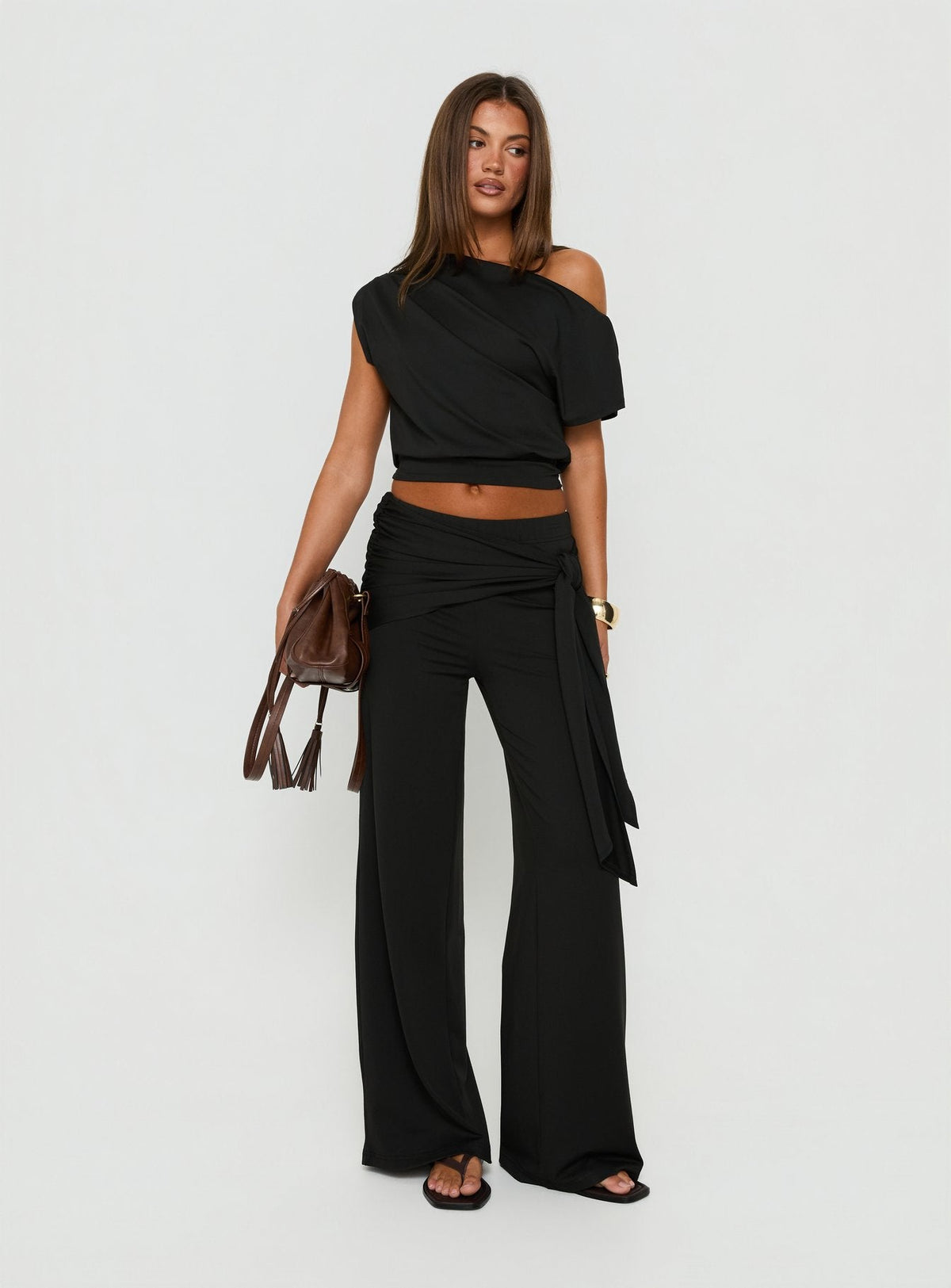 Hadlia Tie Waist Trousers Black
