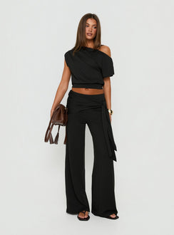 Hadlia Tie Waist Trousers Black