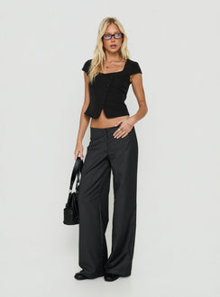 Agazia No Waist Low Rise Straight Trousers Grey