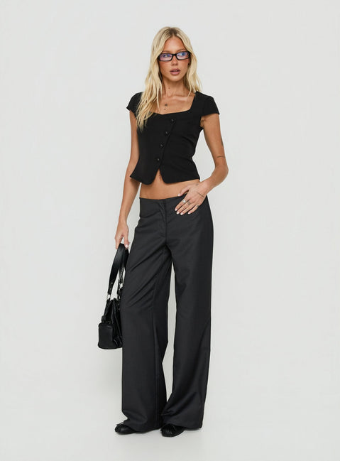 Agazia No Waist Low Rise Straight Trousers Grey