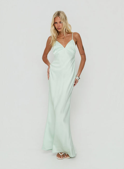Flip A Switch Satin-Spitzen-Unterkleid Maxikleid Mint
