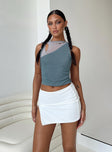   front view of model wearing Princess Polly Bold Move Mini Skirt White Low Impact Mini Skirts 