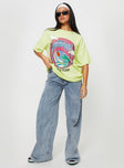 product Princess Polly Half Sleeves Crew Neck  The Beach Boys 1982 Oversized Tee Green