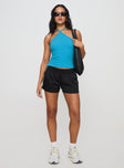 Baseline Halter Rib Top Blue