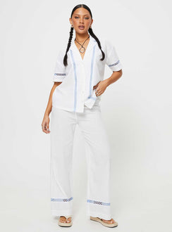 product Princess Polly Short Sleeves Square Neck  Sun Time Shirt White / Blue