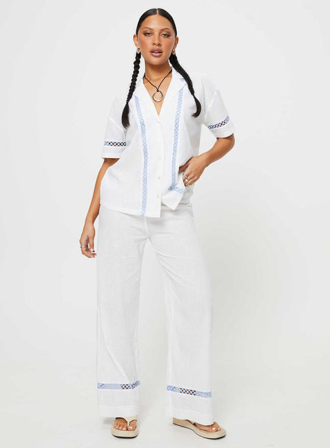 product Princess Polly Short Sleeves Square Neck  Sun Time Shirt White / Blue