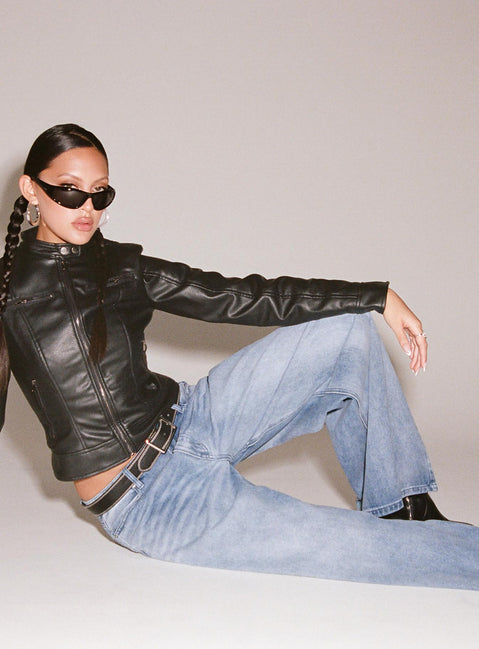 product Princess Polly High Waisted  Naylor Wide Leg Jeans Light Wash Denim