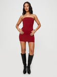 product Princess Polly Asymmetric Neckline  Strutter Strapless Mini Dress Red