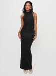 front view of model wearing Princess Polly Giggle Maxi Dress Black Cowl Neck 