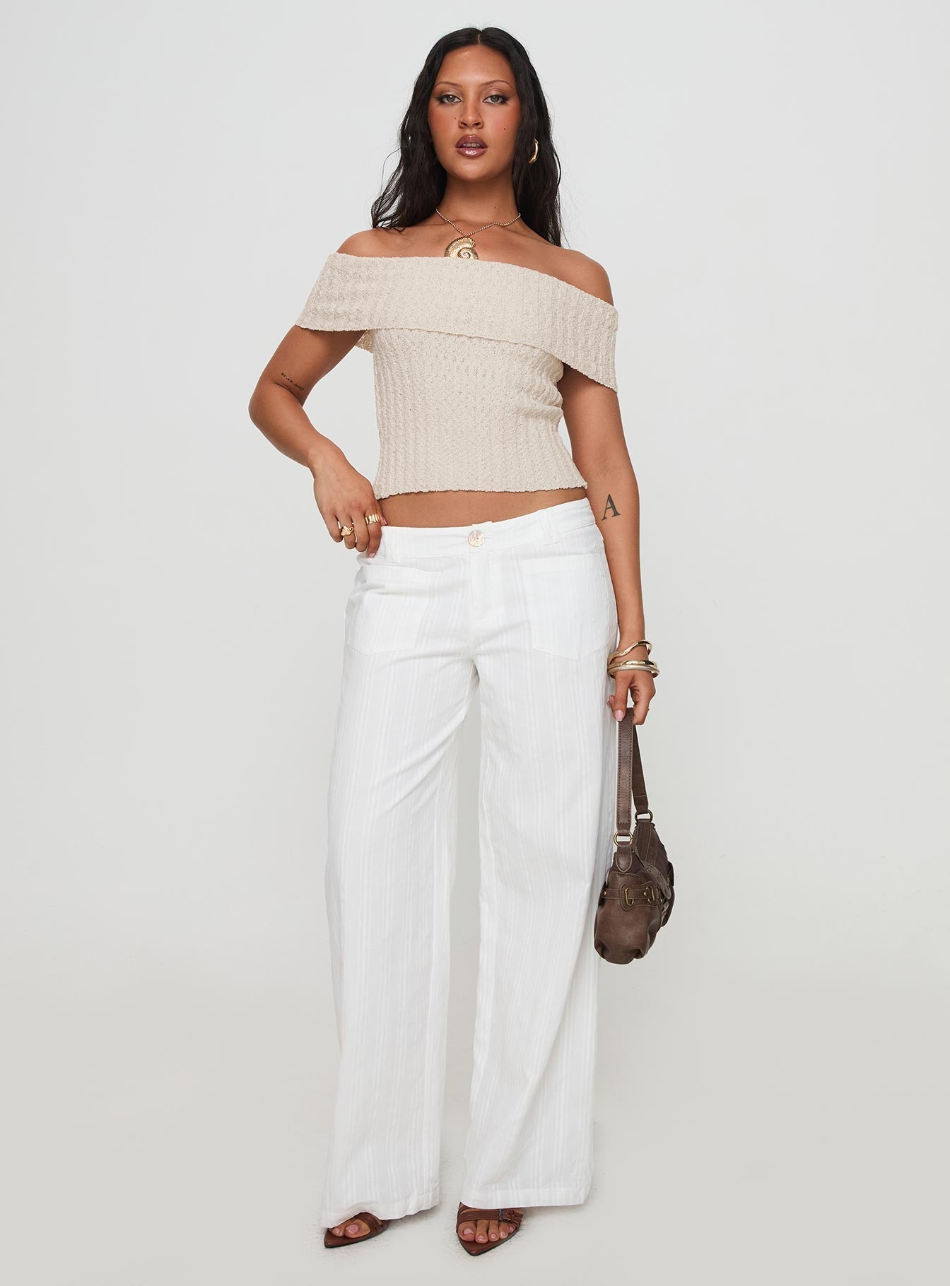 Vendi Low Rise Pant White | Princess Polly