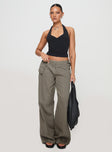 front view of model wearing Princess Polly Paltrow Cargo Pant Washed Brown Petite 