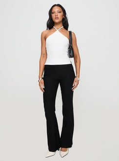 front view of model wearing Princess Polly Baseline Halter Rib Top White Sleeveless 