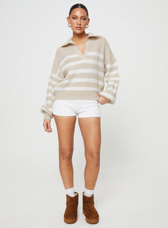 product Williamson Stripe Sweater Beige Princess Polly  