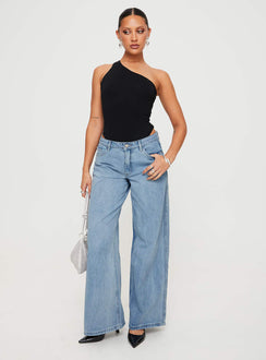 front view of model wearing Princess Polly Seema Bodysuit Black Sleeveless 