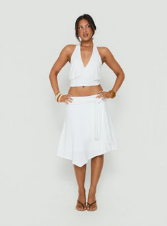 Arabele Halter Wrap Top White
