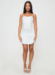 front view of model wearing Princess Polly Lorah Corset Mini Dress White Sweetheart Neckline 